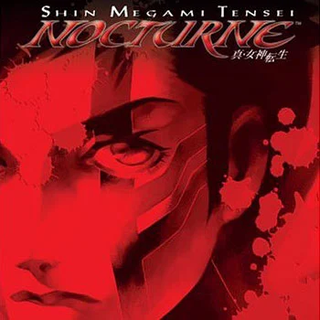 Red-and-black Shin Megami Tensei: Nocturne PS2 cover artwork