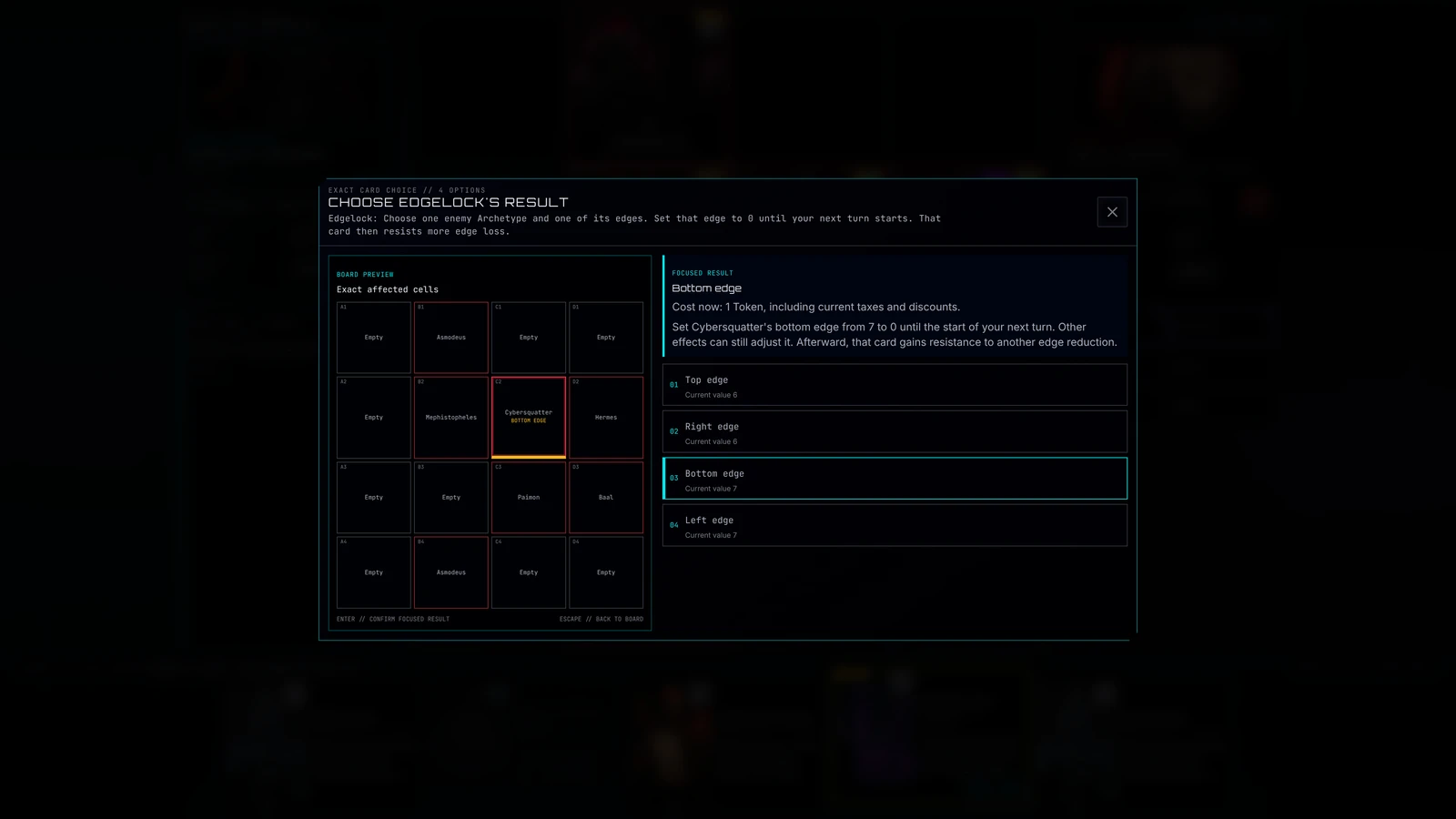 A Protocol presents options that alter the battle.